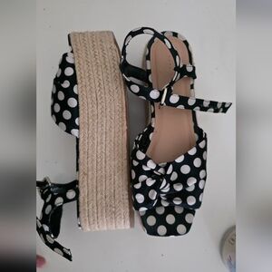 Zara Polka Dot Silk Wedges